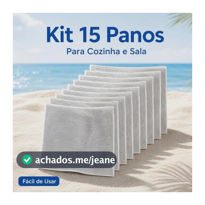 Kit 15 De Pano De Limpeza Para Cozinha E Sala Aikino Cinza