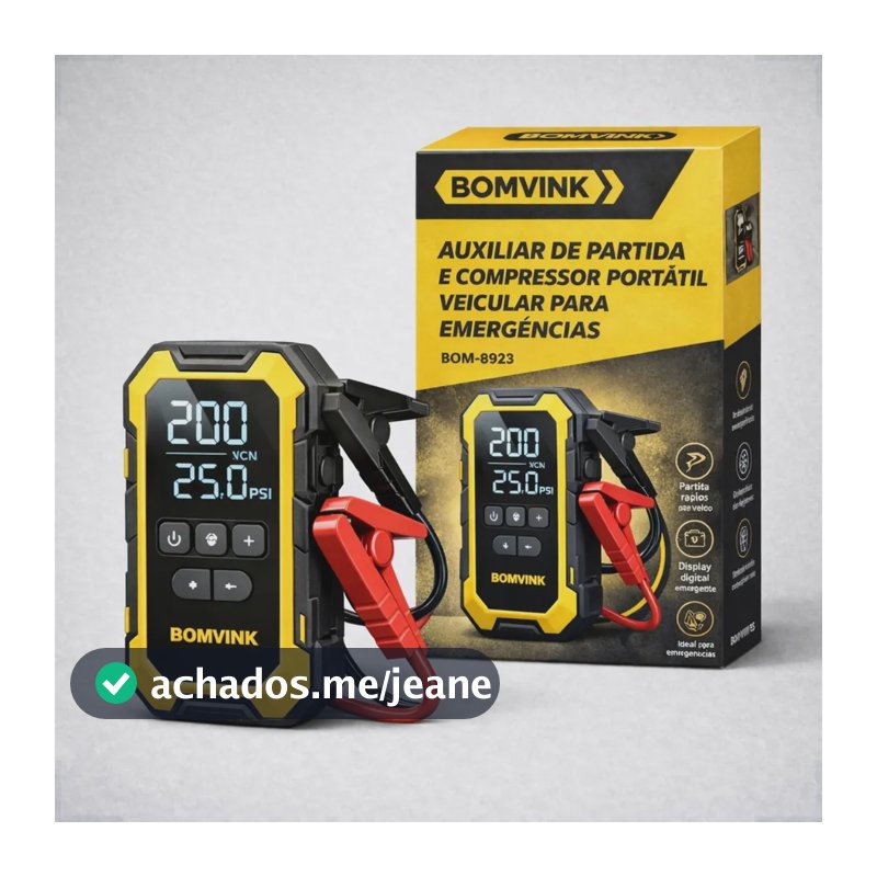 Auxiliar De Partida Compressor De Ar Portátil Carro Pneu Preto/amarelo 12 60 Bifásica