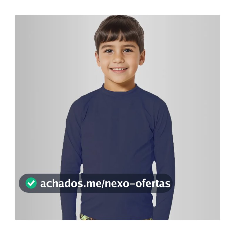 Camiseta Blusa Infantil Proteção Uv50 Solar Piscina Praia Cor Azul-marinho Tamanho 6