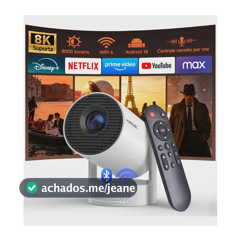 Projetor Magcubic HY300Pro+ 8K para Home Theater, com Android 14, Dual WiFi 6 e Bluetooth 5.4
