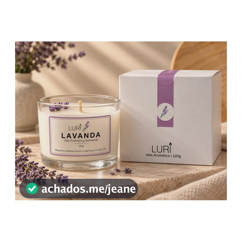 Vela Aromática Lavanda 120g Luri Artesanal Perfumada Branco Luri Lavanda 120 Ml