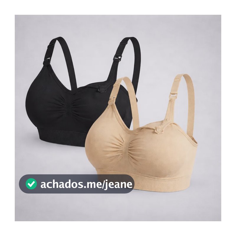 Kit 2 Sutiã Amamentação Gestante Reforçado Confortável Cores Sortidas Liso G-44