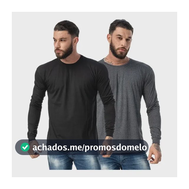 Kit 2 Camisetas Masculinas Manga Longa Algodão Premium
