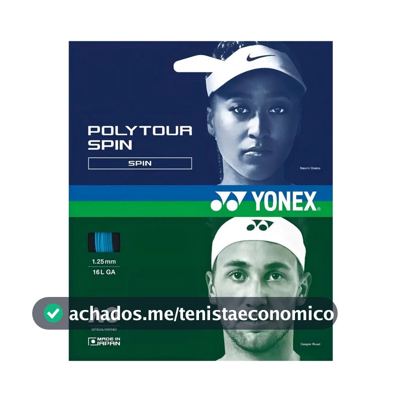 Corda Yonex Poly Tour Spin Azul Set Individual 16L 1.25mm