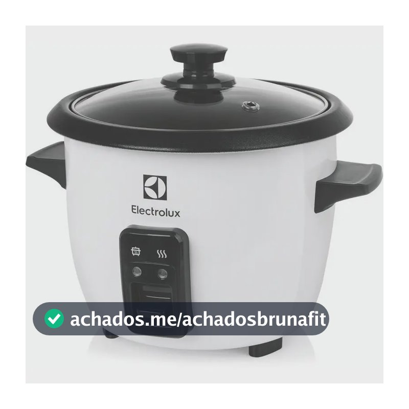 Panela Elétrica Electrolux vapor arroz capacidade 1,3L 7 xícaras manter aquecido panela removível antiaderente tampa vidro RCB50 branca por Rita Lobo