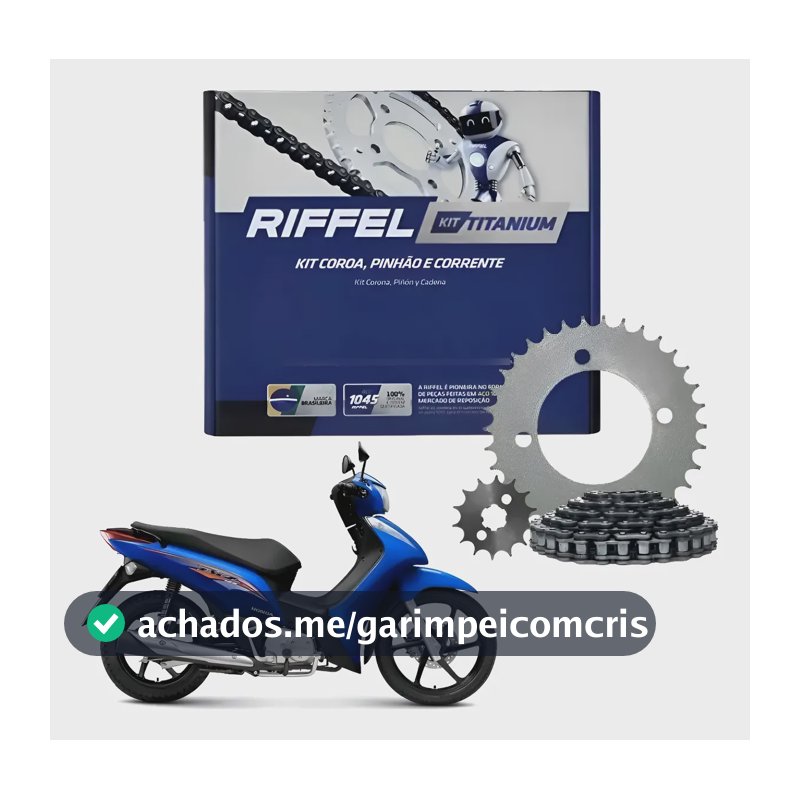 Kit Relação Transmissão Biz 125 Biz 110i Riffel 2005 A 2026 Prateado
