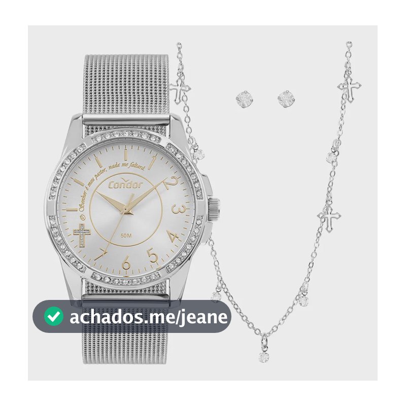 Kit Relógio Condor Aço Prata Modelo CO2035NTXK4K Feminino