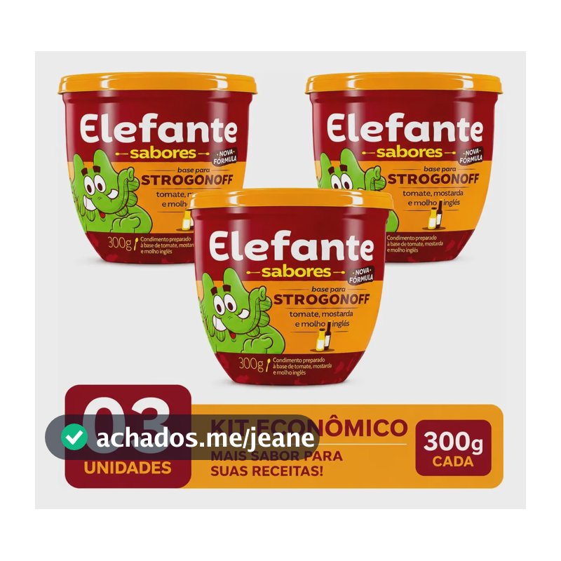 Extrato De Tomate Elefante Strogonoff Pote 300g 3 Unidades