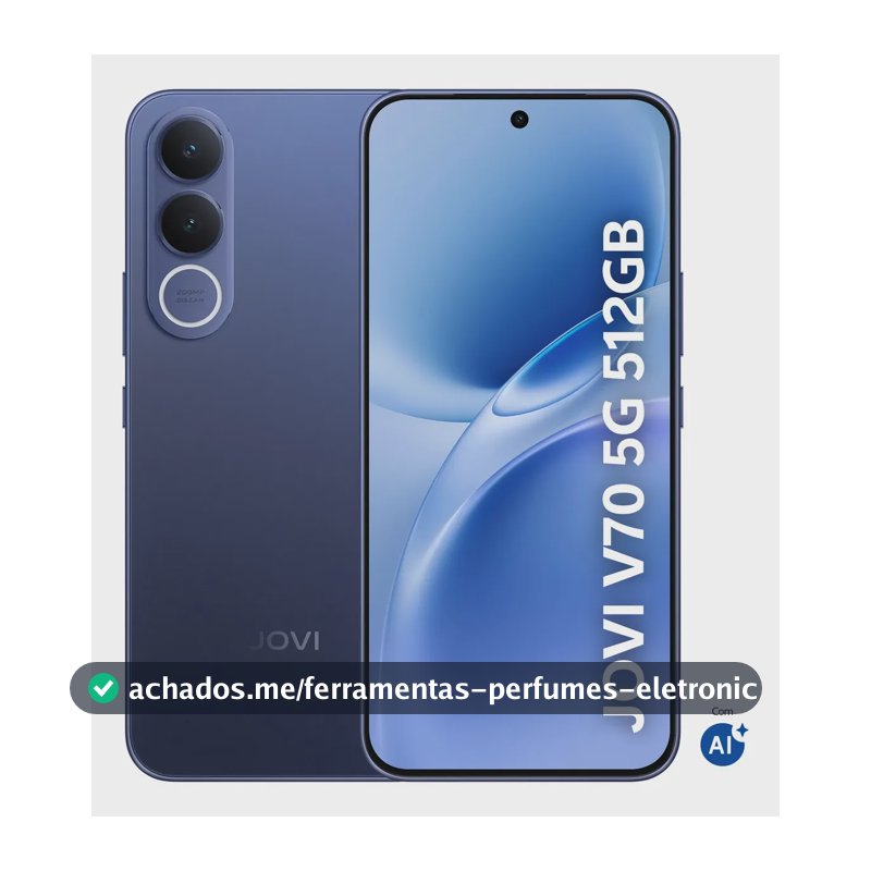 Smartphone JOVI V70 5G Câmera 200MP 512GB de Memória 8GB + 8GB RAM Expansível Bateria de 7000mAh, Processador Octa-Core - Azul Safira