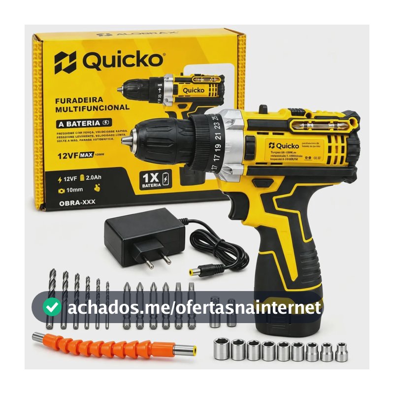 Furadeira Parafusadeira 12V Kit 25 Peças Potente
