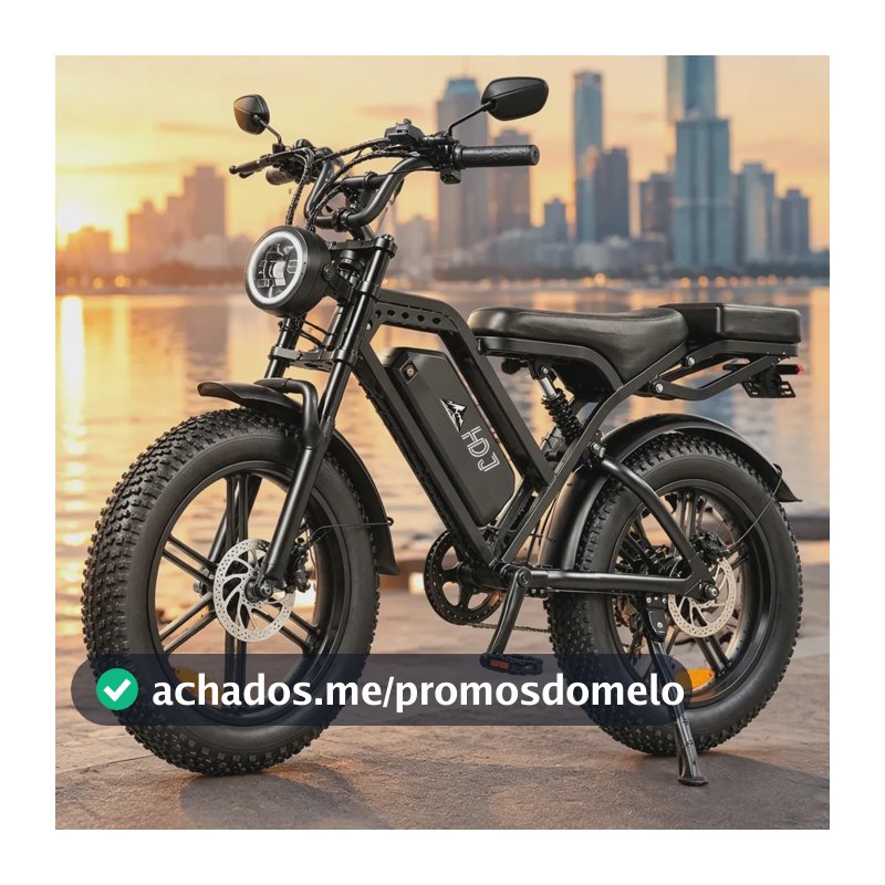 Bicicleta Elétrica HDJ 1000W c/ Bateria Removível 48V 20Ah e Assento Duplo