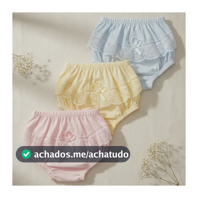 Calcinha Bunda Rica Kit Com 3 Peças Tapa Fraldas Em Algodão