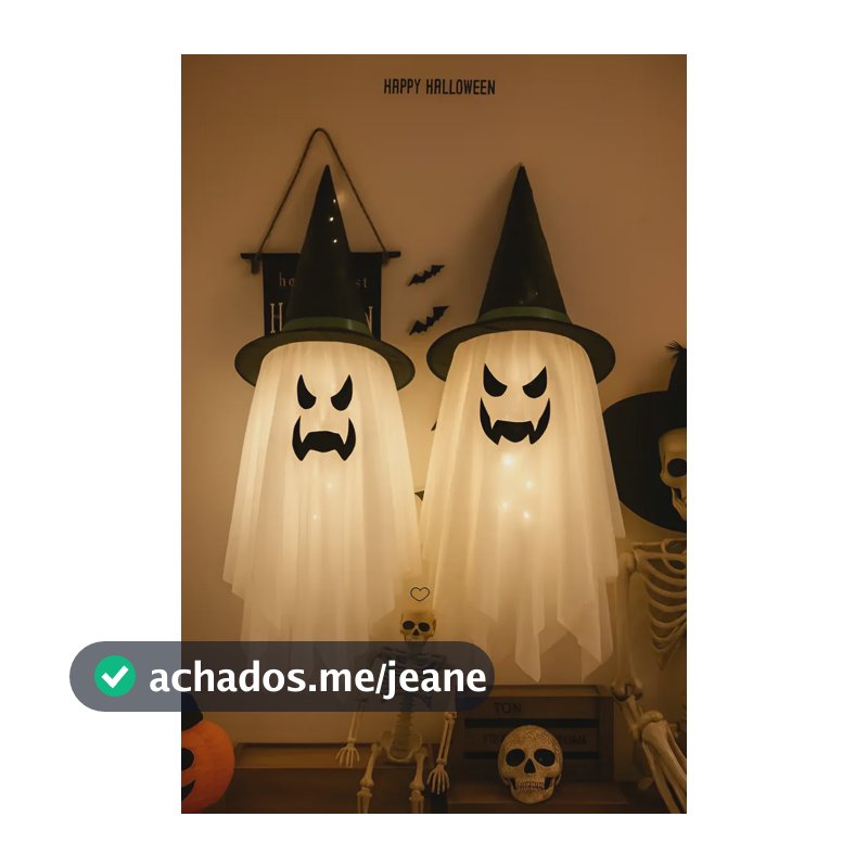 Kit 2 Fantasma Led Decoração Festa De Halloween Pendurar Branco Caveira Abobora Fantasma Led