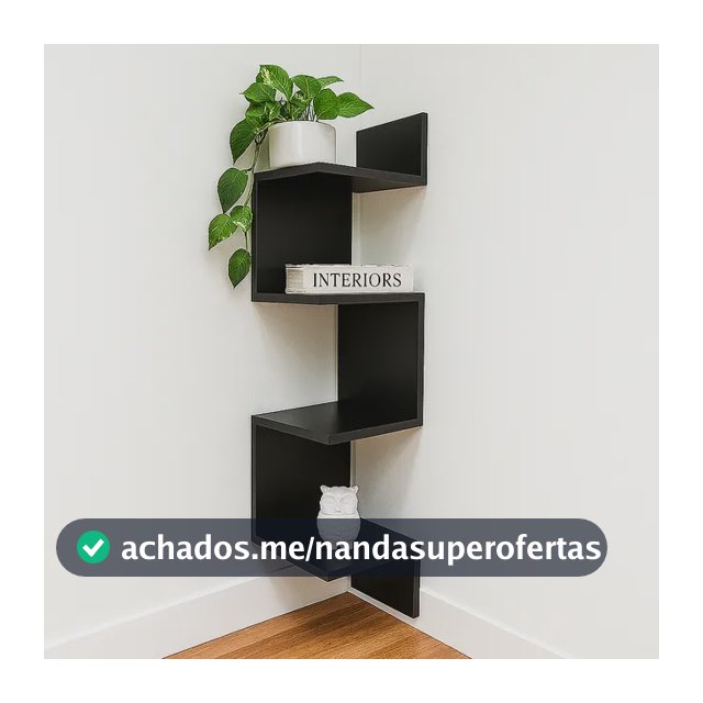 Prateleira de Canto Flutuante Preto Fosco MDF 15mm 80x20cm Lunim
