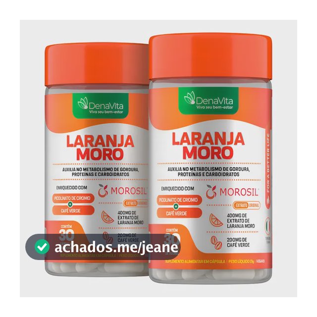 Kit 2x Laranja Moro Morosil + Cromo + Café Verde - Denavita Extrato De Laranja Moro Morosil 30 Cápsulas - Denavita