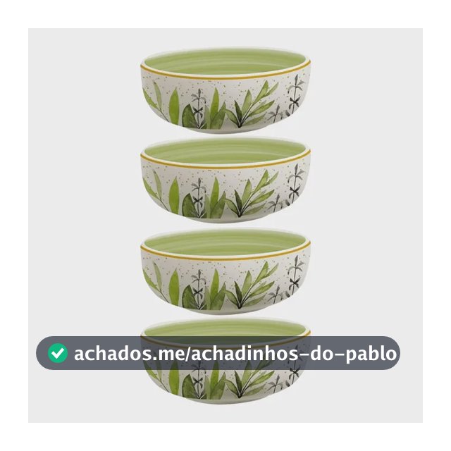 Kit 4 Bowls Cerâmica 620ml 15cm Siena Salgueira Verde E Branco