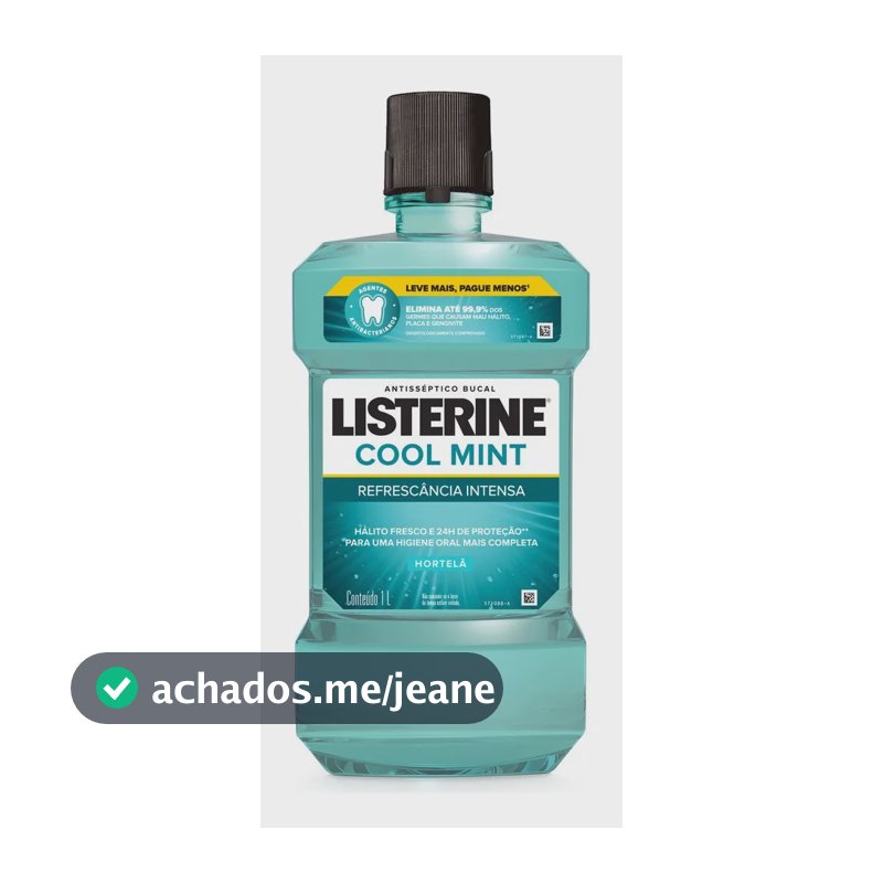 LISTERINE Cool Mint Intenso Enxaguante Bucal, 1L