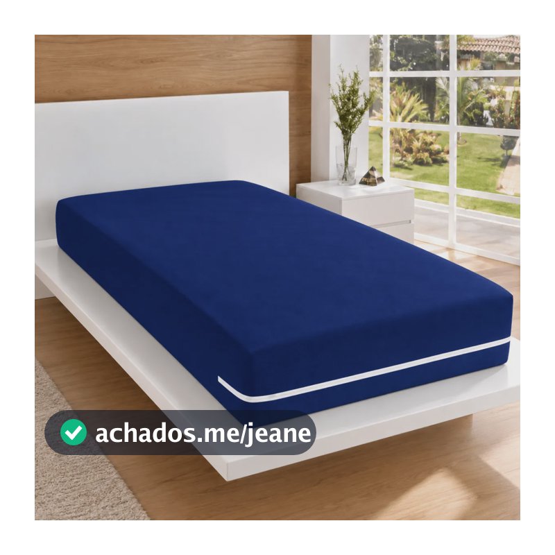 Capa De Colchão Cama Solteiro Em Malha Gel C/ Zíper Colorida Azul-marinho Solteiro