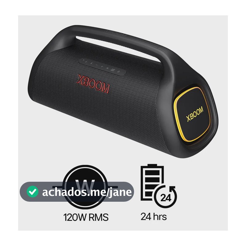 Caixa de Som LG XBOOM GO XG9S Bluetooth 5.3, 50W, Som Potente, LED Personalizável, Party Mode, Resistente à Água IPX7, Bateria Longa Duração e Design Compacto
