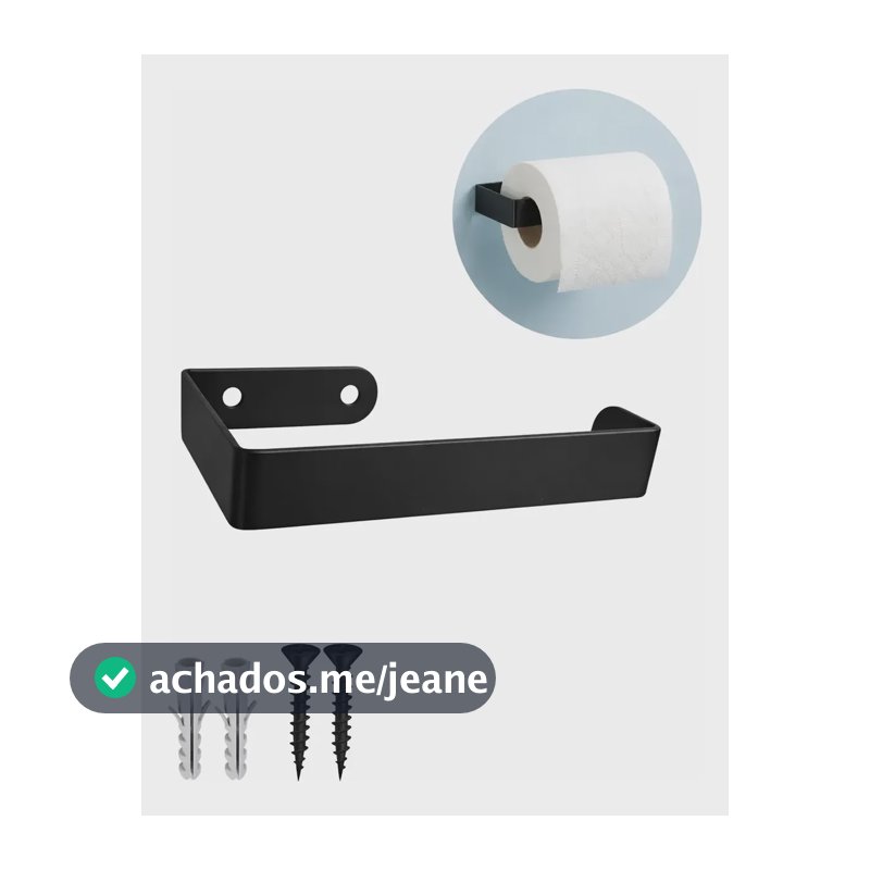 Suporte Papel Higiênico Parede Aço Maciço Premium Reforçado Preto