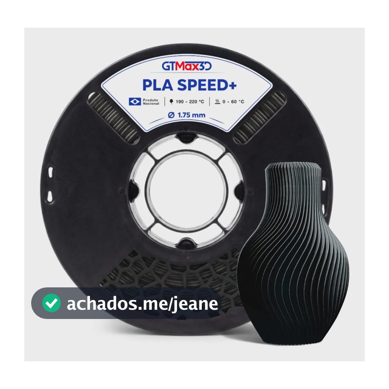 filamento pla+ 1.75mm 1kg speed+ impressão 3d Preto GTMax3D