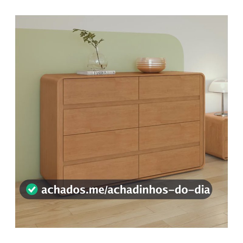 Cômoda Móveis Lopas Easy Like 8 Gavetas de MDF Amêndoa Clean