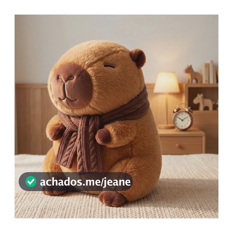 Pelúcia Capivara Cachecol Inverno Marrom Boneco Capybara Capibara Filó Bicho De Pelúcia Ursinho Brinquedo Animal Decoração Enfeite Quarto Dormitório Infantil Colecionável Presente Brasiliana Tech