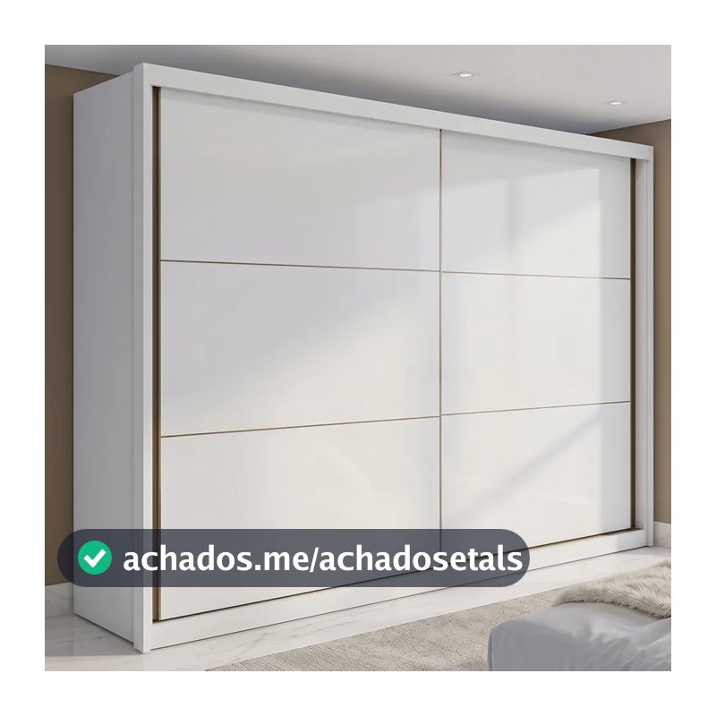 Guarda-roupa Casal MDF 2 Portas Corrediças Branco 6 Gavetas Móveis Lopas