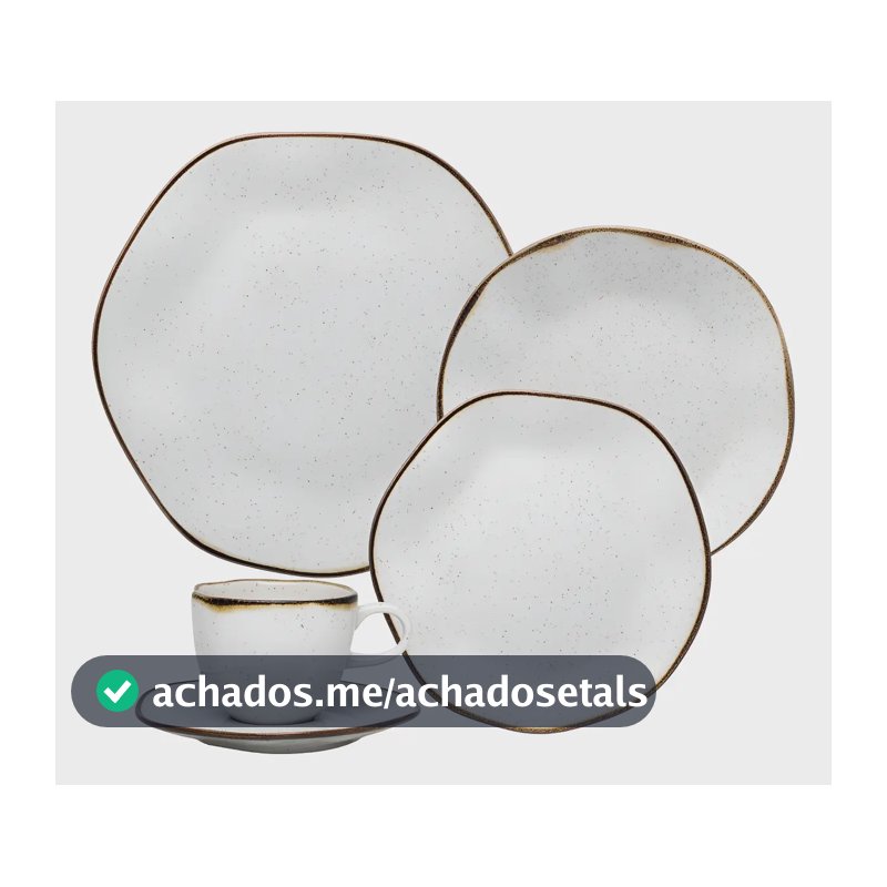 Aparelho de Jantar e Chá Ryo Maresia 20 Peças Off White e Marrom Oxford