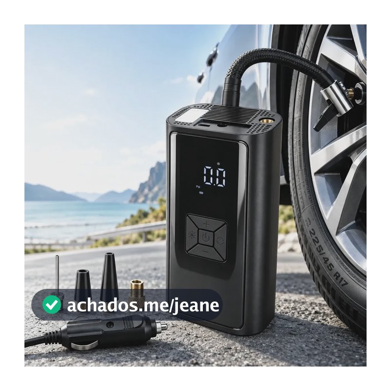 Compressor Portátil Car Air Pump Digital Com Visor Preto 12v