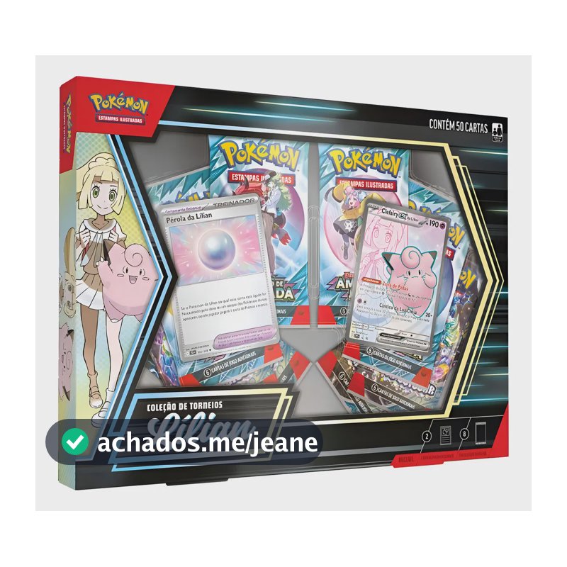 Box Pokémon Torneios Lilian Clefairy Ex Card Cartas Boosters Idioma Português
