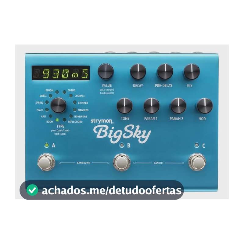 Pedal Reverb Strymon BigSky 12 Modos para Guitarra e Sintetizador com MIDI