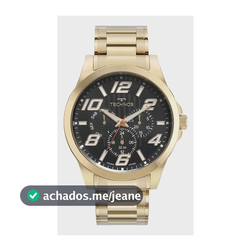Relógio Technos Masculino Racer Dourado - 6p29ald/1p Fundo Preto