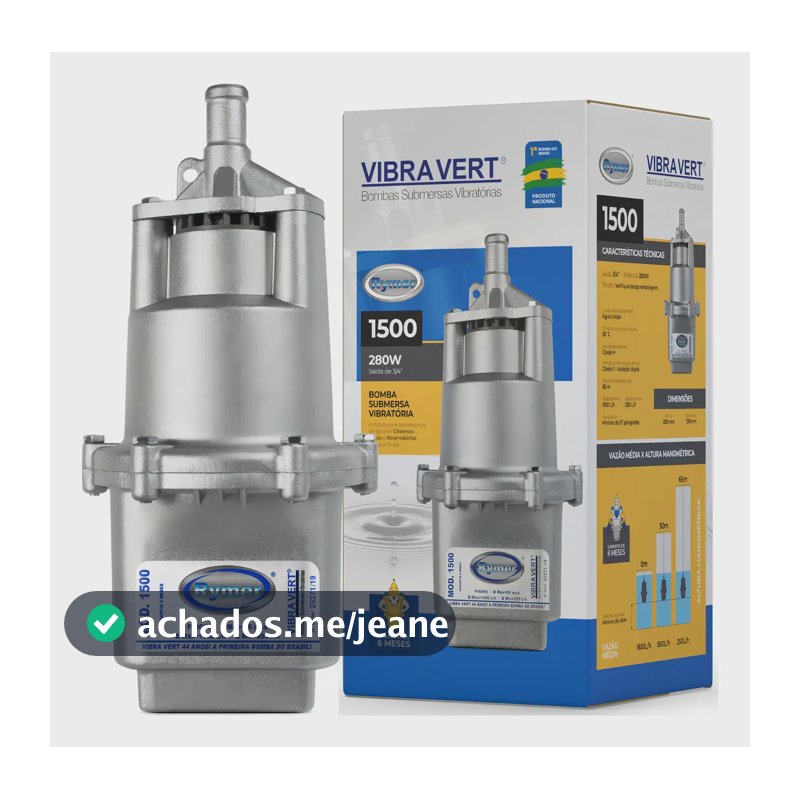 Bomba Submersa P/poço 220v Vibra Vert Rymer 1500 Cinza 220v