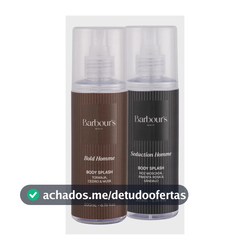 Kit Body Splash Bold e Seduction Homme Barbour's Beauty 200ml