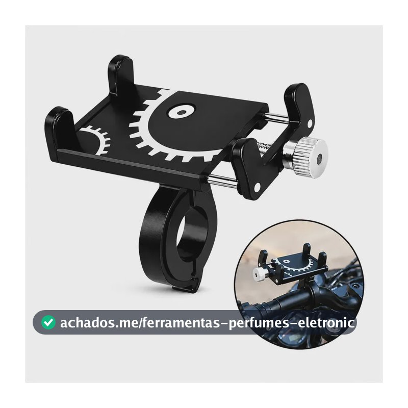 Suporte Para Celular e GPS Para Moto e Bike Universal, De Alumínio Com Fixação Rosqueável e Ajustável