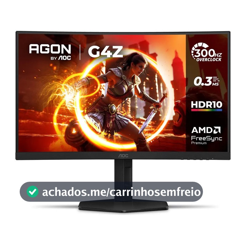 Monitor Gamer Curvo AOC AGON G4Z 27" 300Hz 0,3ms HDR10 Base Ajustável C27G4Z/P Preto