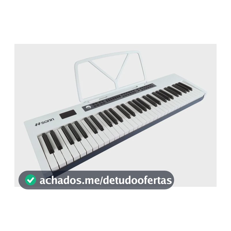 Teclado Musical Sonn Sn-tc01 61 Teclas Com 300 Timbres E Ritmos, 8 Polifonia, Metrônomo, Gravação, Transposição, Função Sustain Branco
