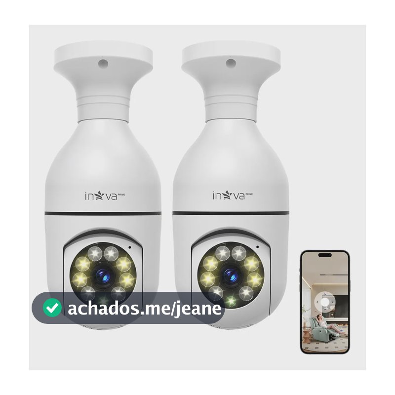 Kit 2 Câmera Lâmpada IP WiFi 360° Full HD 1080p iCSEE, Câmera de Segurança Sem Fio Interna PTZ Giratória, Visão Noturna Colorida, Detecção de Movimento, Áudio Bidirecional, E27, Bivolt, App Celular