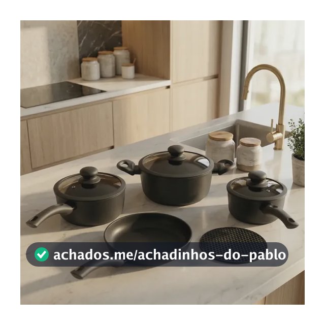 Jogo Panela Ceramica Antiaderente 5pç Tampa Silicone Induçao Preto