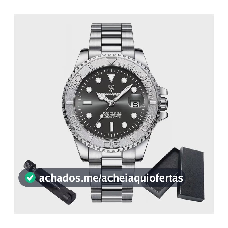Relógio esportivo de quartzo Pa Fondo Silver/Grey Business em aço inoxidável