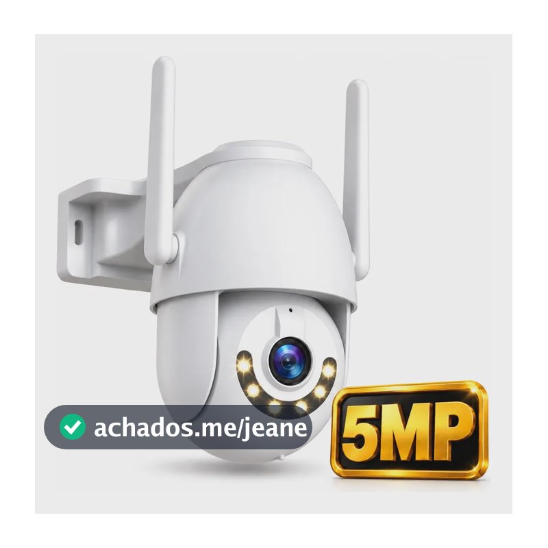 Câmera de Segurança IP Wi-Fi 5MP PTZ 360° com Visão Noturna Colorida, Áudio Bidirecional, IP66 à Prova d'Água e Monitoramento Remoto pelo Celular-Jooan