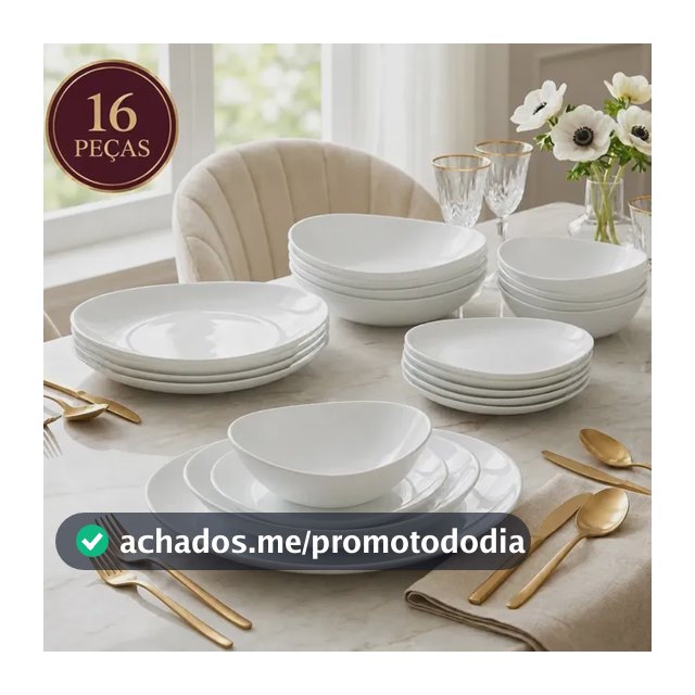 Aparelho Jogo Kit De Jantar 16 Peças Opalino Branco Pratos E Bowl Mesa Moderno Côncavo Resistente Sólar