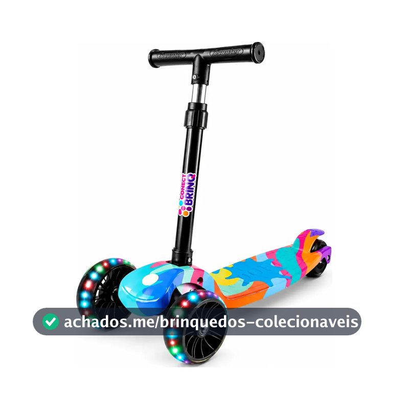 Patinete Infantil Scooter Dobrável Com Led Freio Bv0011 Mega Compras