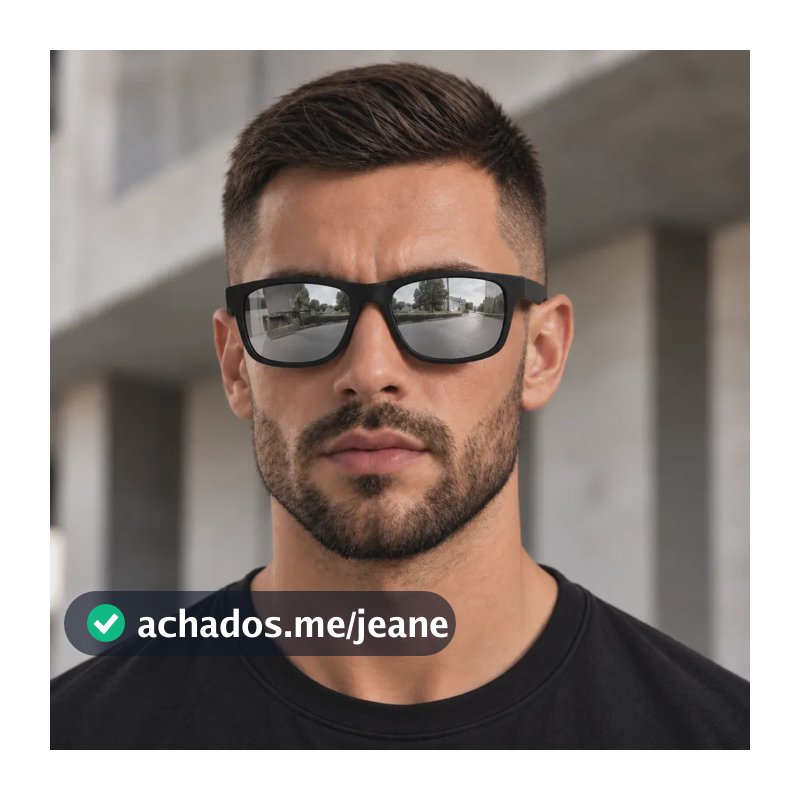 Óculos De Sol Masculino Quadrado Clássico Maya Lion Com Proteção Premium Uv400 Prata Espelhado Preto + Case