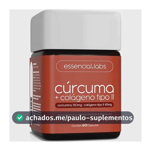 CÚRCUMA 130mg + COLÁGENO Tipo Ii 45mg - Fórmula com Máxima Concentração e Pureza - 60 Cápsulas