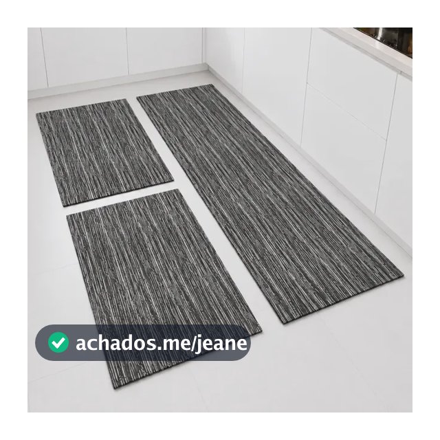 Tapete Kit Cozinha Antiderrapante Passadeira Jogo Lavável 1.4 M 45 Cm Preto