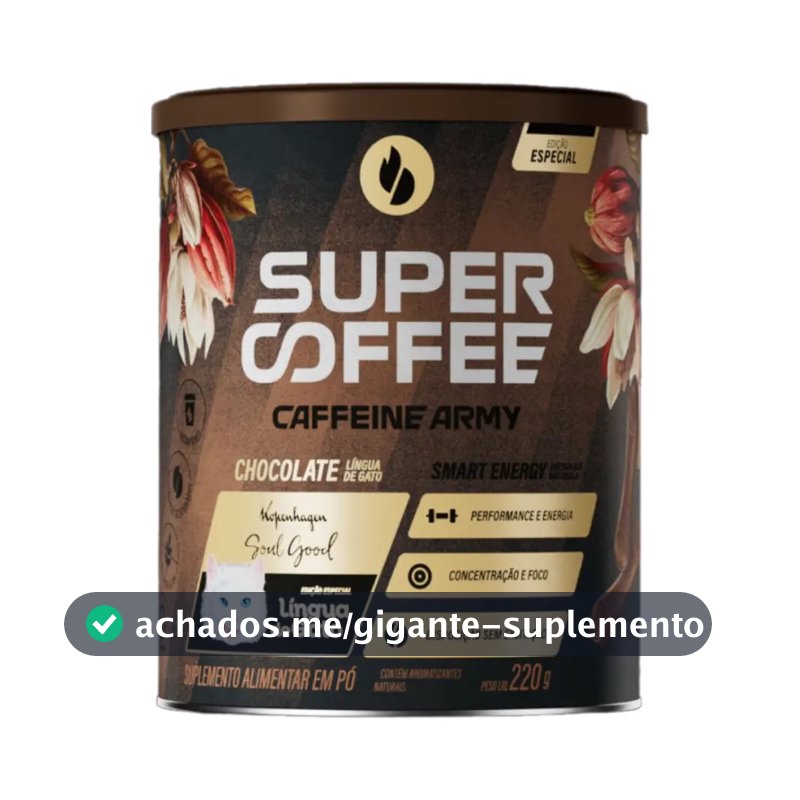 Cafeína Caffeine Army SuperCoffee - Lingua de Gato em pó sabor Chocolate ao leite x 220mL