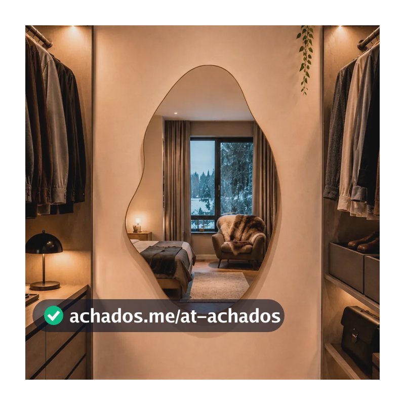 Espelho de Banheiro Formato Orgânico Espelho Lapidado de Parede Espelho para Quarto Sala Closet Espelho Decorativo 55x75cm Espelho Minimalista para Lavabo Hall de Entrada Espelho Irregular Arquitetura