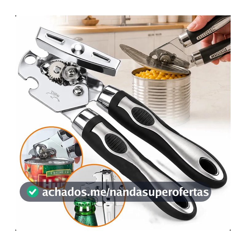 Abridor De Lata Cerveja E Garrafa Multifuncional Automático Emborrachado Em Aço Inox Pratico E Eficiente Cor Prateado Marca: Smart Tools®